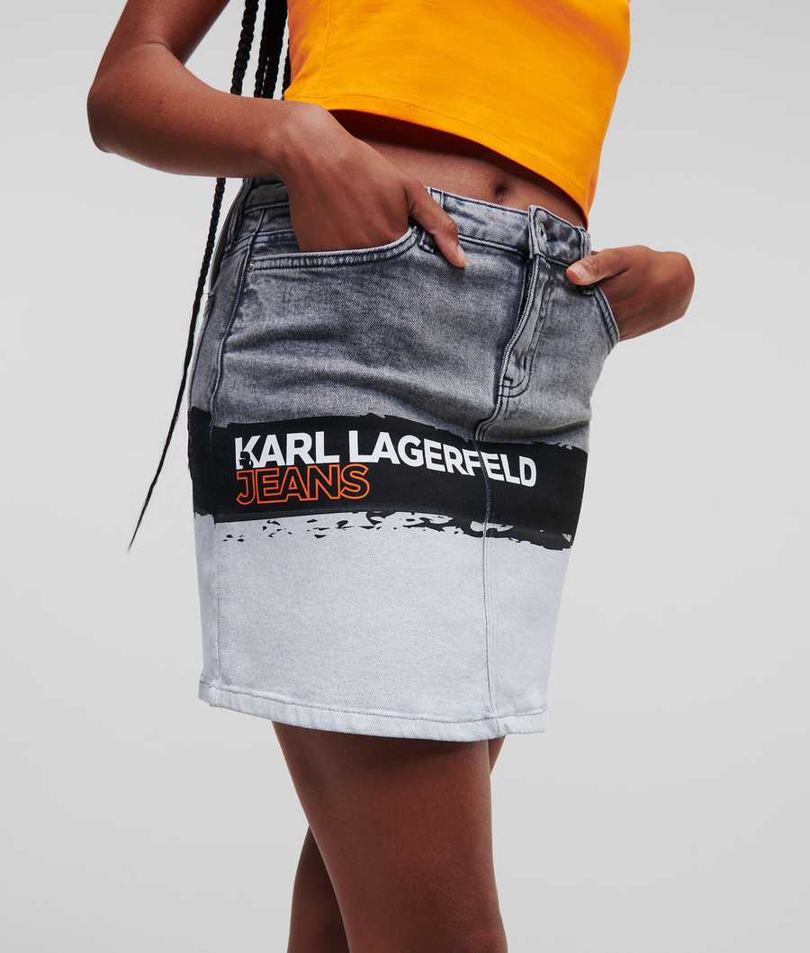 Grey Women\'s Karl Lagerfeld Klj Paint Logo Denim Skirts | TH235SUJZ