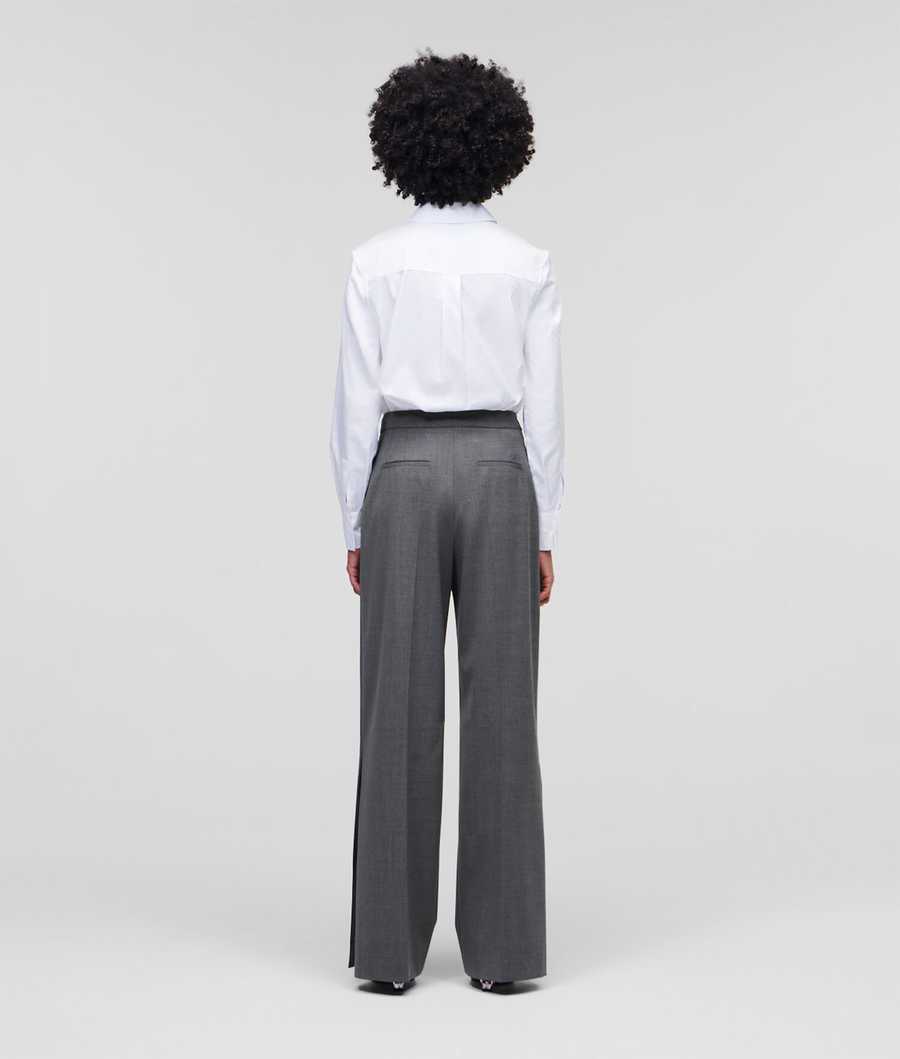 Grey Women's Karl Lagerfeld Wide-leg Pants | TH016IGCZ