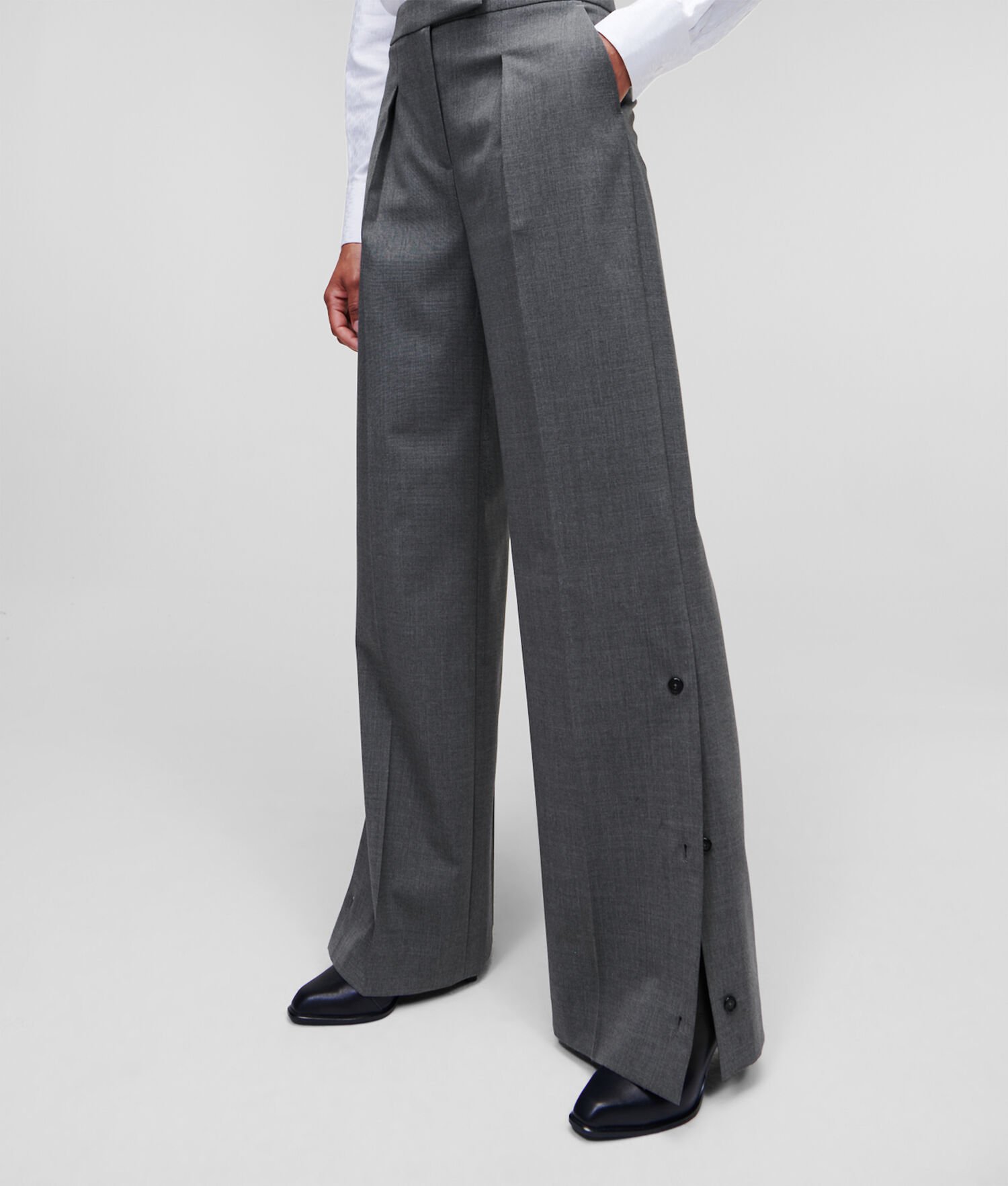 Grey Women's Karl Lagerfeld Wide-leg Pants | TH016IGCZ