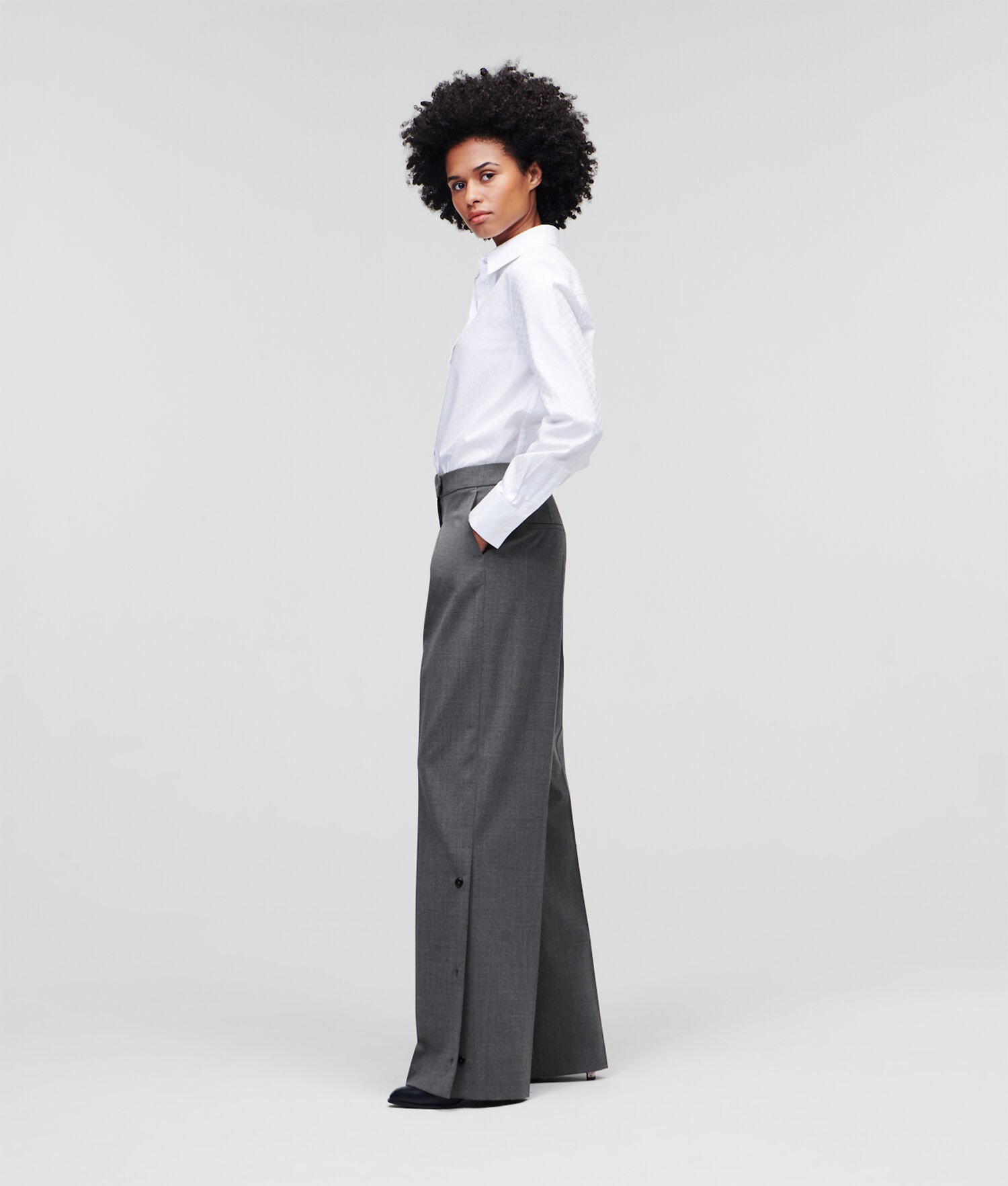 Grey Women's Karl Lagerfeld Wide-leg Pants | TH016IGCZ