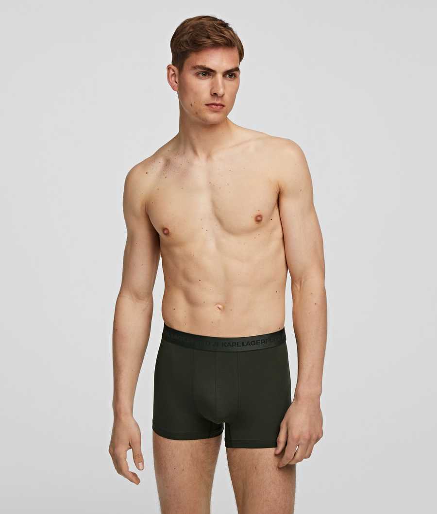 Khaki Men's Karl Lagerfeld Premium Karl Logo Trunks – 3 Pack Underwear | TH456IRAY