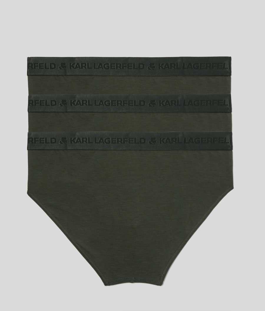 Khaki Men's Karl Lagerfeld Premium Karl Logo Brief – 3 Pack Underwear | TH806ZUEI