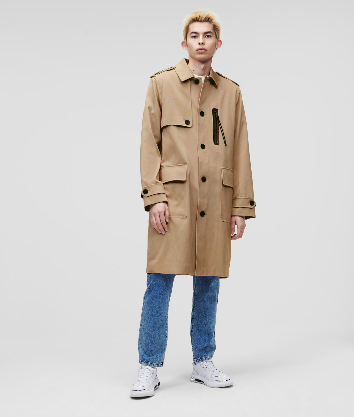 Khaki Men\'s Karl Lagerfeld With Belt Trench Coat | TH540YDBX