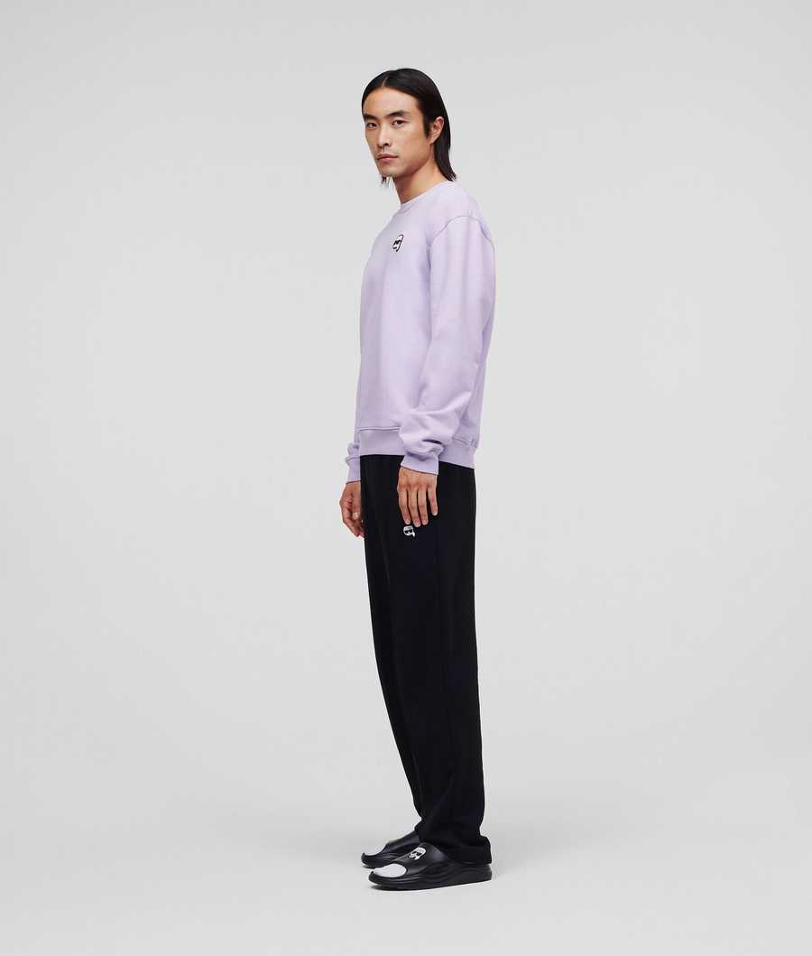 Lavender Men's Karl Lagerfeld Ikonik 2.0 Patch Sweatshirts | TH258SKPW