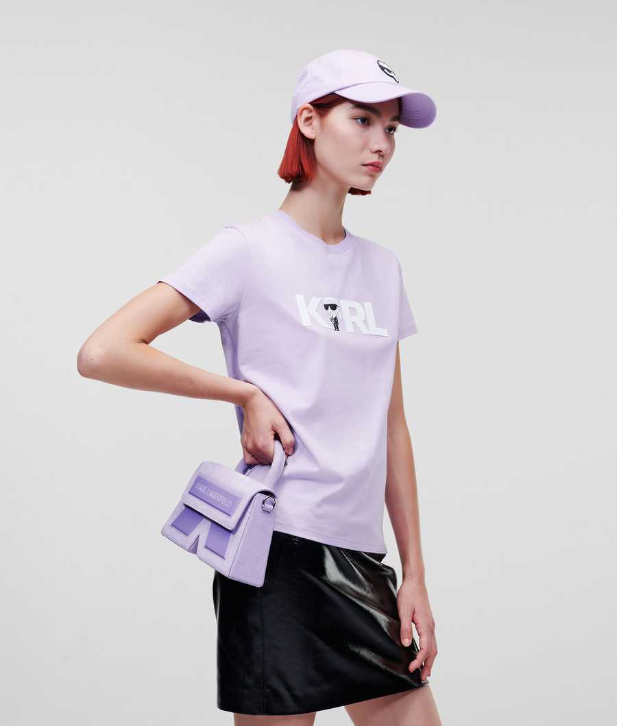 Lavender Women's Karl Lagerfeld Ikonik 2.0 Karl Logo T-Shirts | TH105FBKX