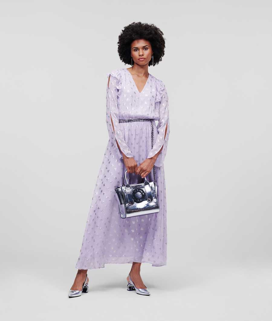 Lavender Women's Karl Lagerfeld Metallic Kl Monogram Dresses | TH865YKVH