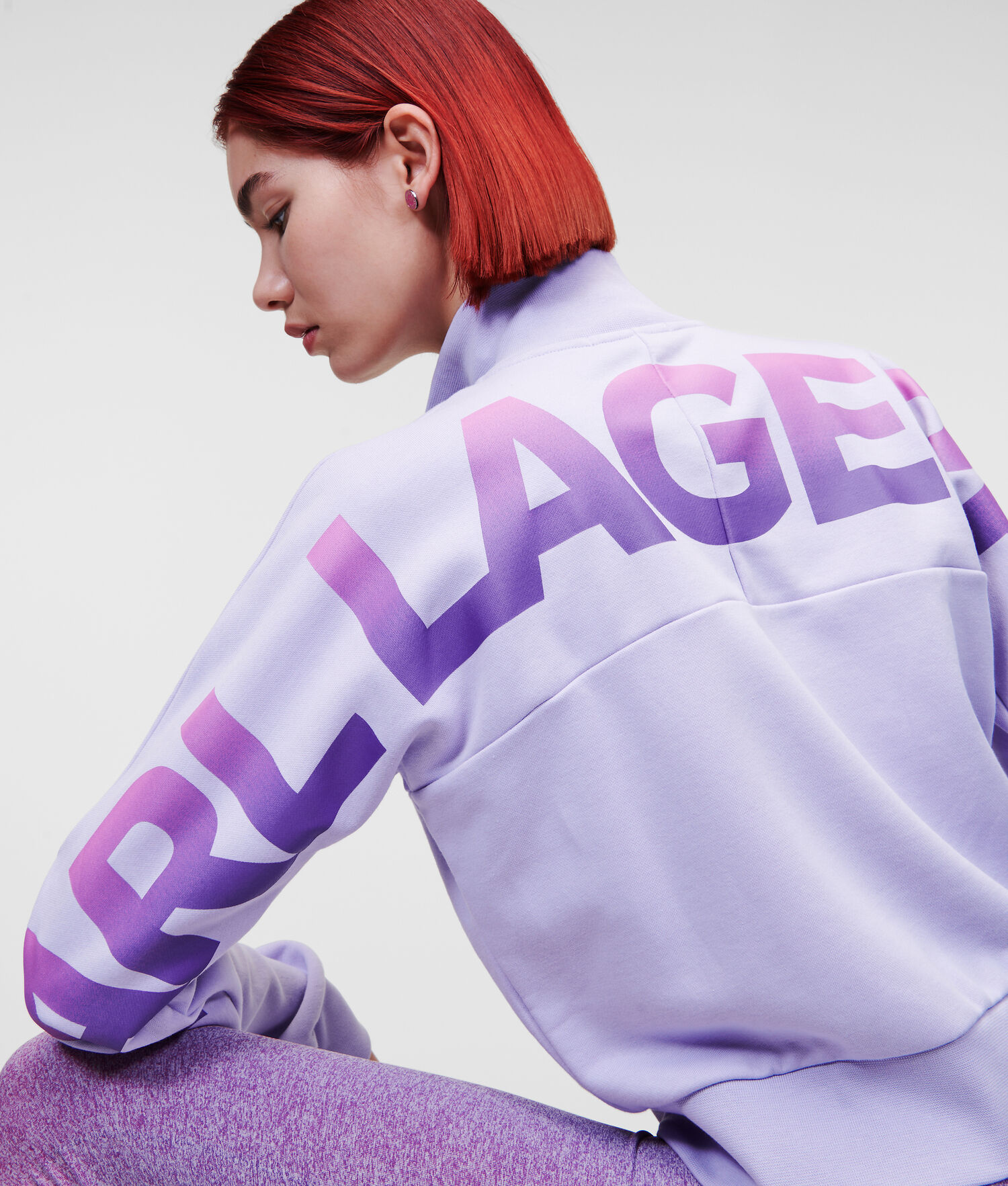 Lavender Women's Karl Lagerfeld Ombré Karl Logo Zip-up Sweatshirts | TH328BUXV