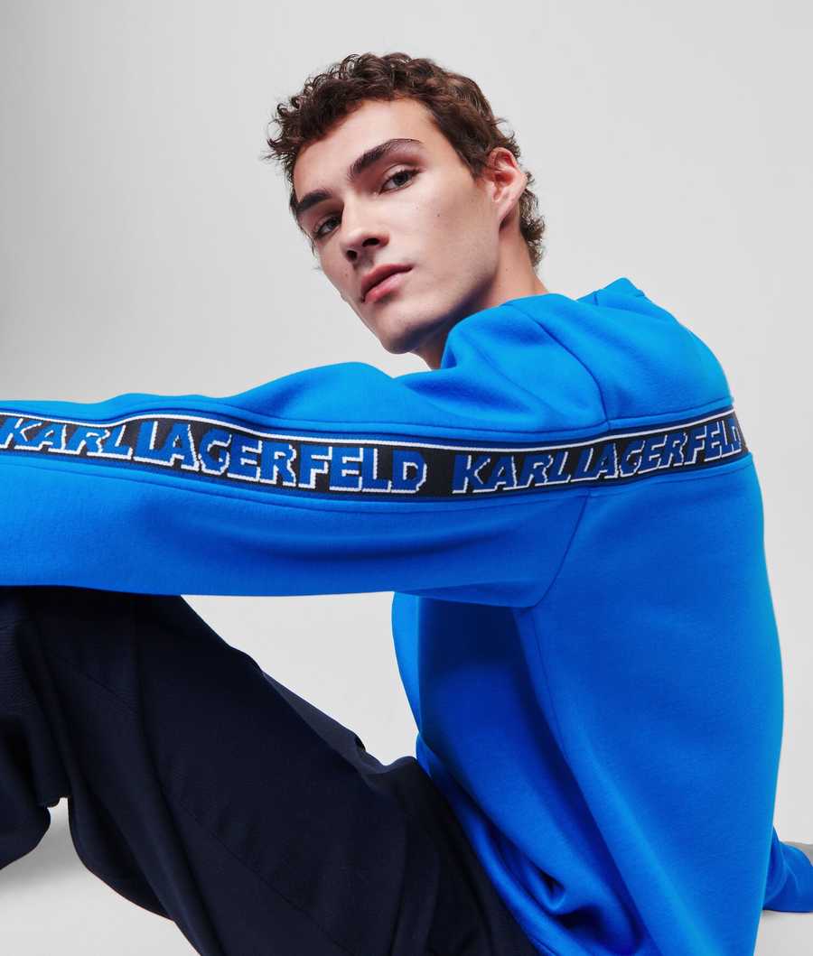 Light Blue Men's Karl Lagerfeld Karl Logo Tape Sweatshirts | TH269HFIB