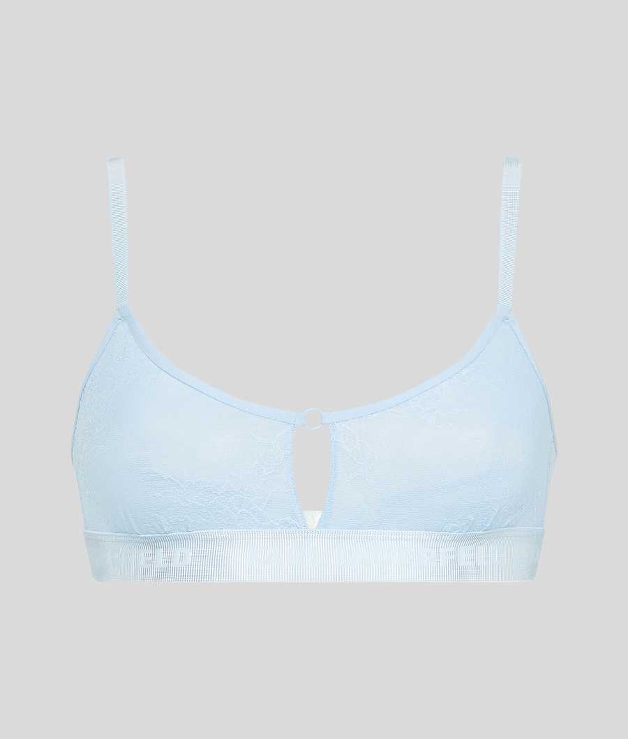 Light Blue Women's Karl Lagerfeld Keyhole Lace Bralette Underwear | TH718DPMO