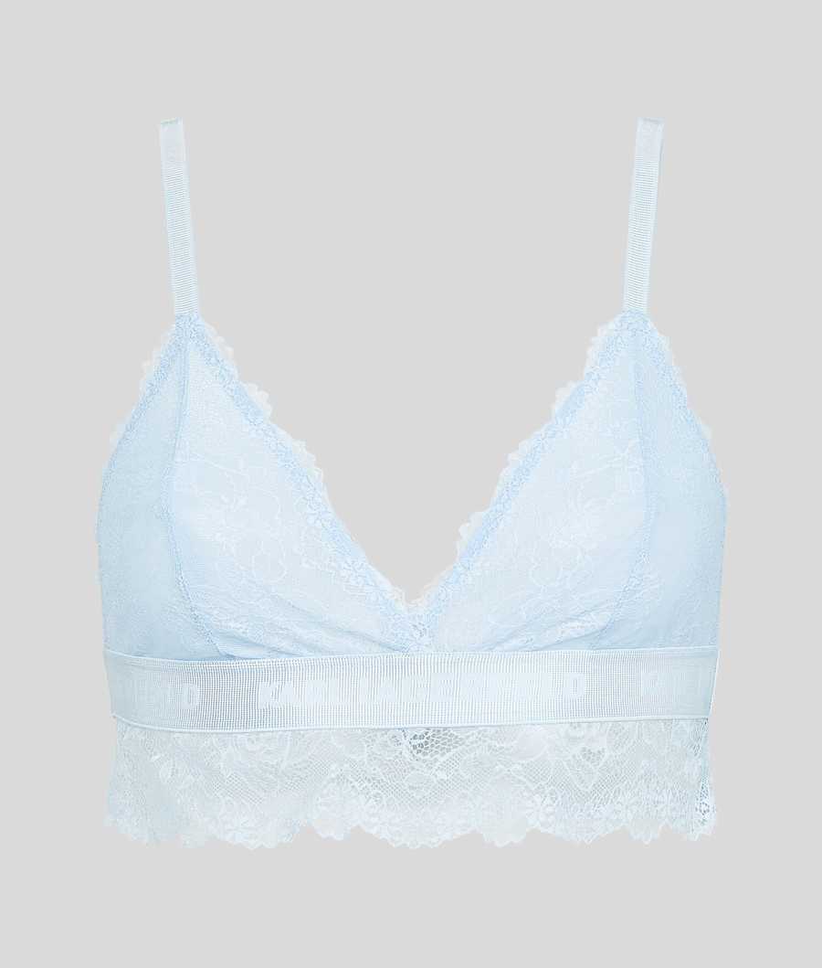 Light Blue Women's Karl Lagerfeld Longline Lace Triangle Bra Underwear | TH351FYNO