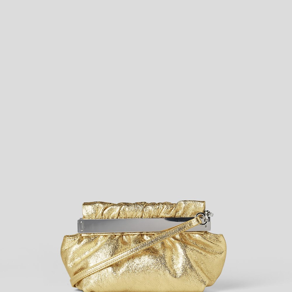 Light Gold Women's Karl Lagerfeld K/Kross Metallic Gold Baguette Bag | TH618WKJQ