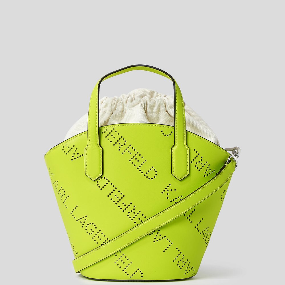 Light Green Women's Karl Lagerfeld K/Punched Logo Small Tote Bags | TH783IXPN