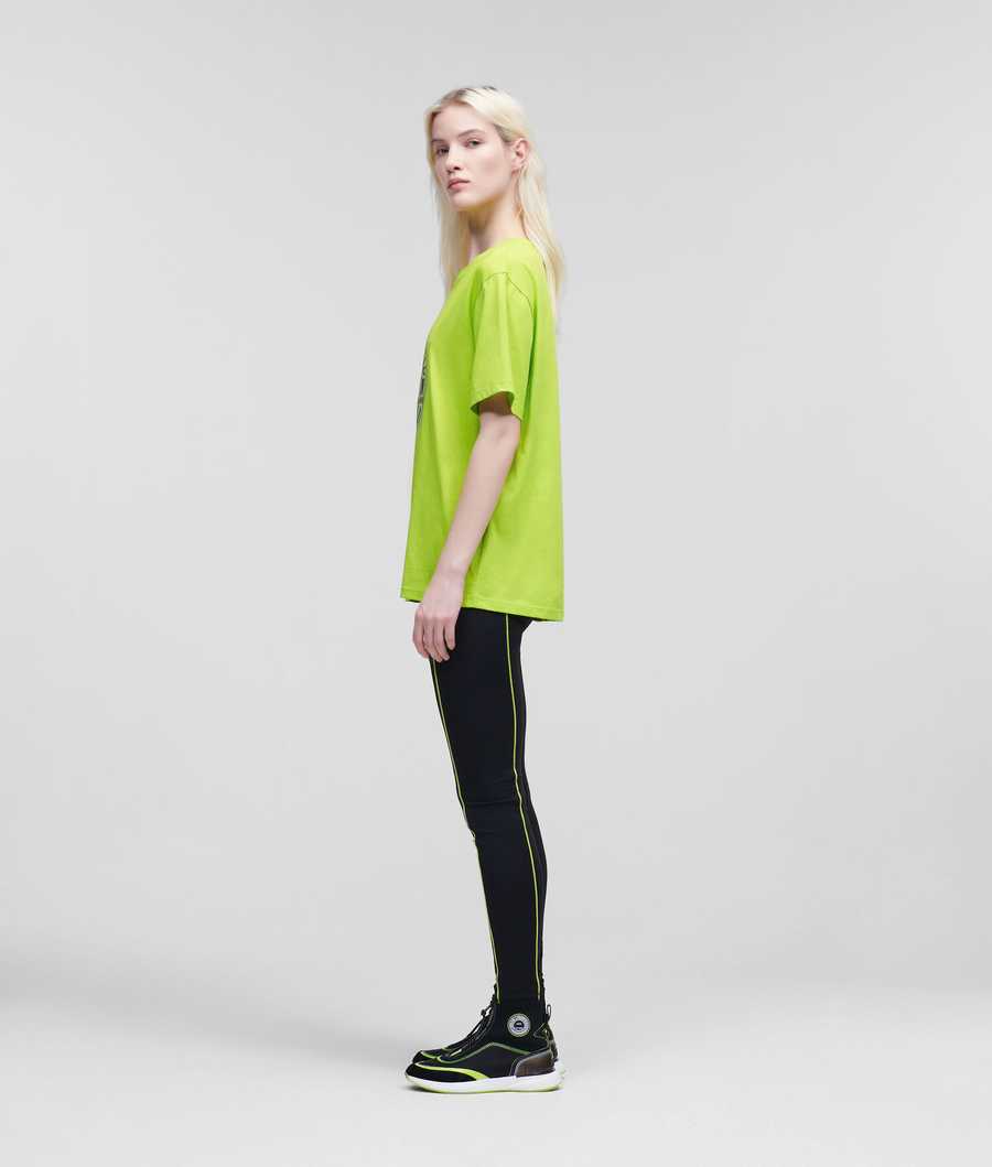 Light Green Women's Karl Lagerfeld Rue St-guillaume Circle Logo T-Shirts | TH812DAPH