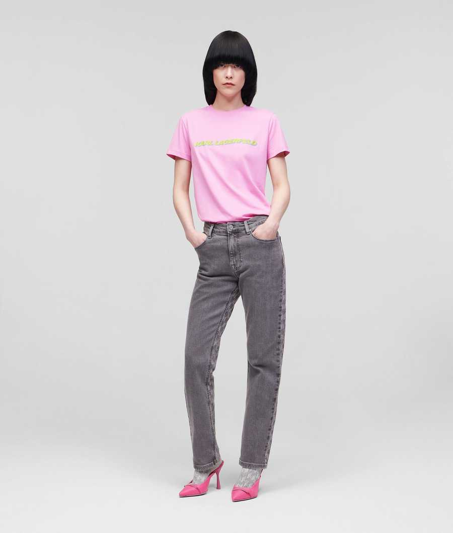 Light Grey Women's Karl Lagerfeld Color-block Kl Monogram Jeans | TH810LTEH