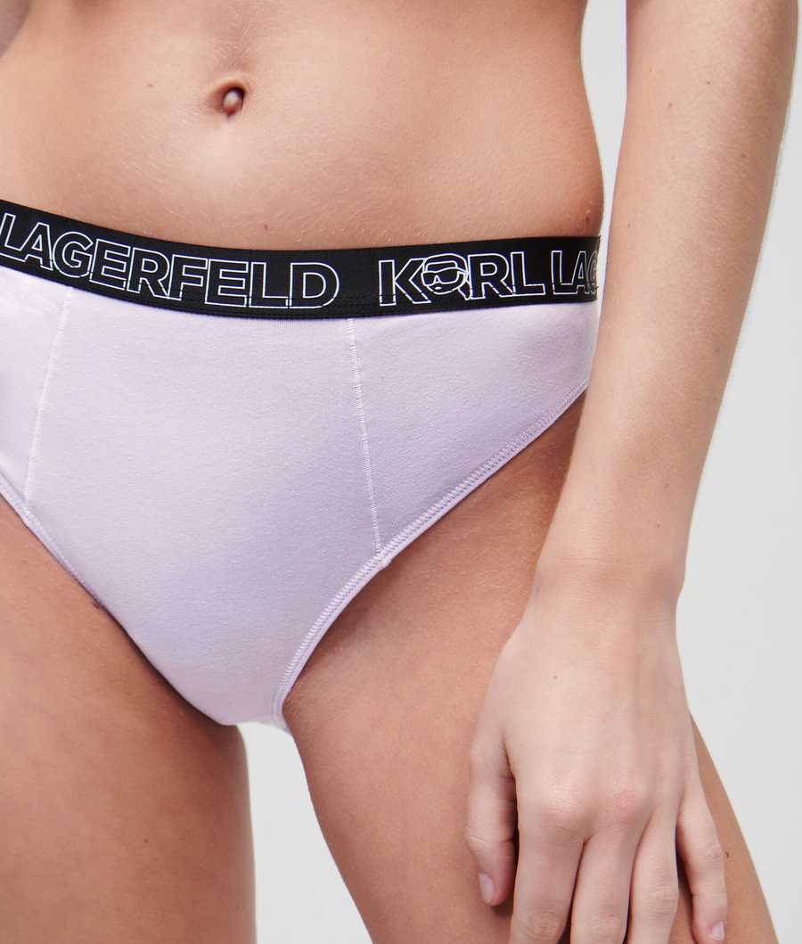 Light Purple Women's Karl Lagerfeld Ikonik 2.0 Logo High-rise Brief Underwear | TH475MIEH