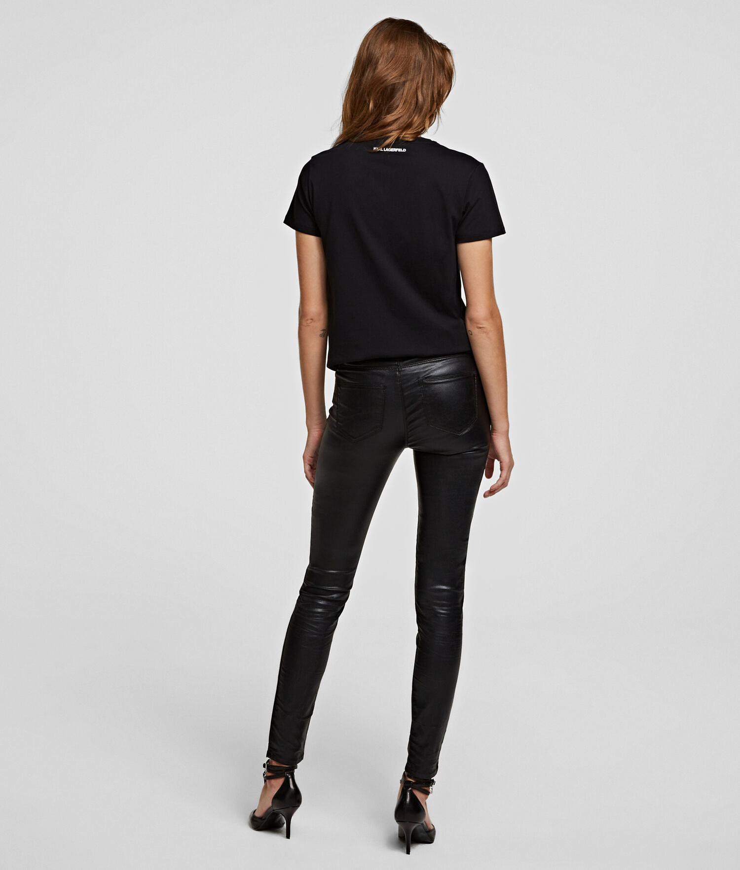 Metal Black Women's Karl Lagerfeld Metallic Skinny Jeans | TH248HXJT