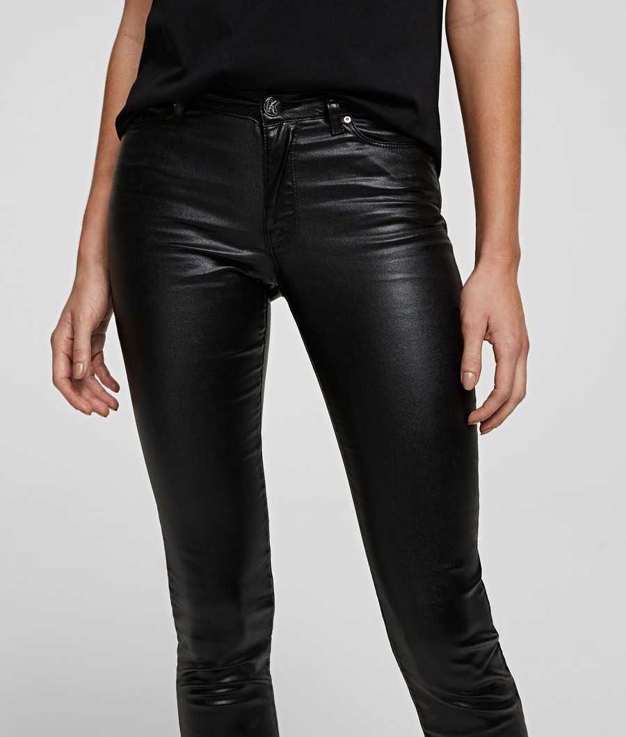 Metal Black Women's Karl Lagerfeld Metallic Skinny Jeans | TH248HXJT