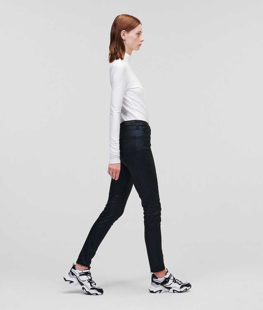 Metal Women's Karl Lagerfeld Metallic Skinny Jeans | TH512YSXK