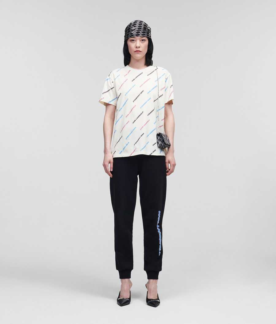 Multicolor Women's Karl Lagerfeld All-over Karl Future Logo T-Shirts | TH043OTHP