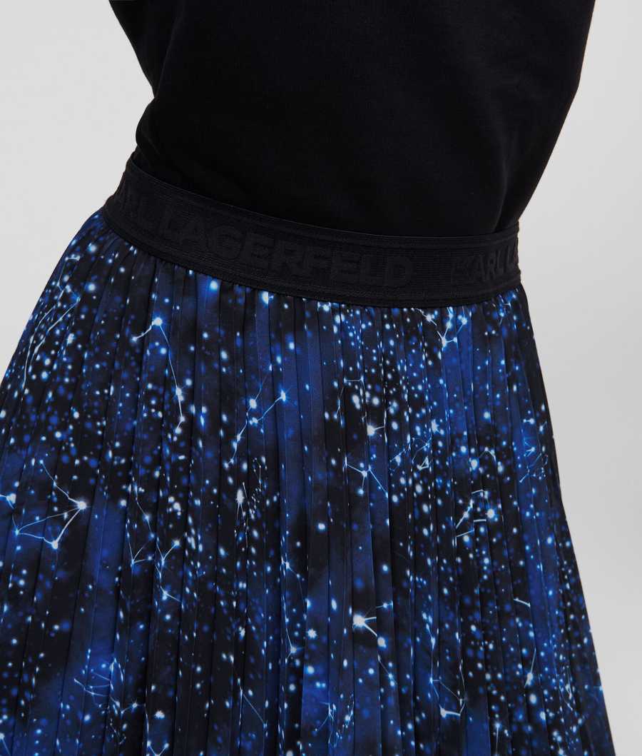 Multicolor Women's Karl Lagerfeld Galaxy-print Pleated Skirts | TH269MSUO