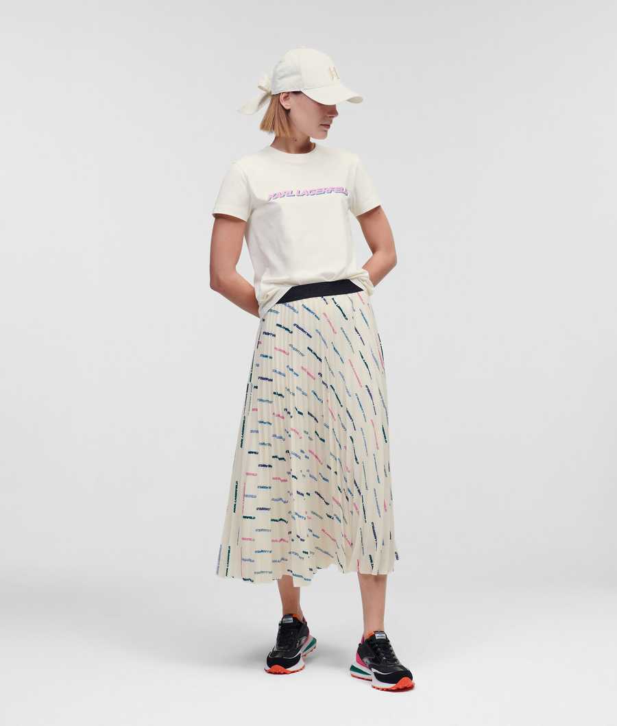 Multicolor Women's Karl Lagerfeld Karl Future Logo Pleated Skirts | TH294IGVM