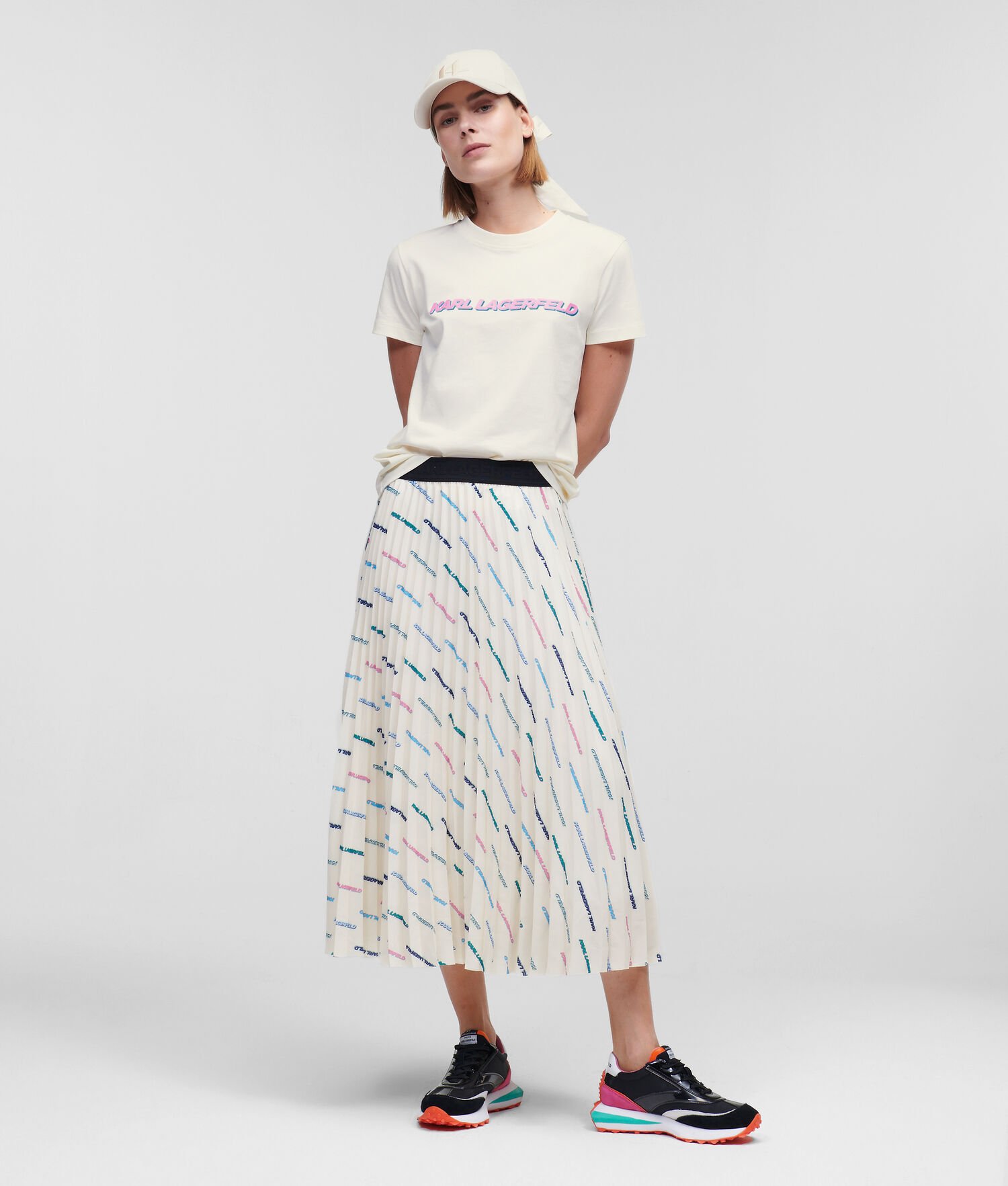 Multicolor Women\'s Karl Lagerfeld Karl Future Logo Pleated Skirts | TH294IGVM