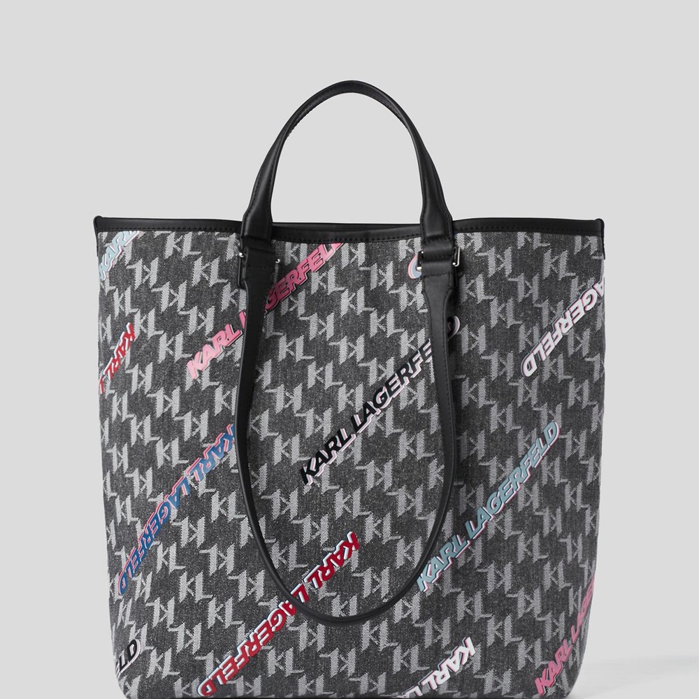 Multicolor Women's Karl Lagerfeld Kl Monogram Denim With Future Logo Tote Bags | TH012UORS