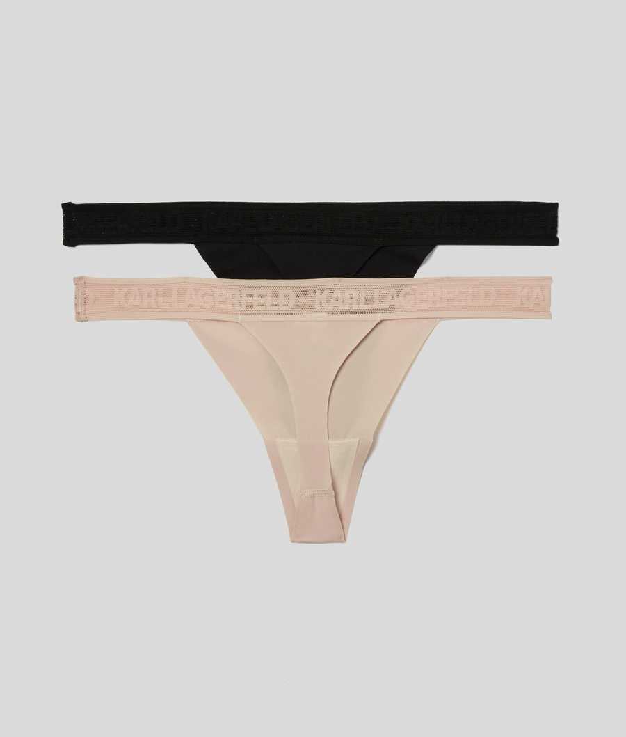 Multicolor Women's Karl Lagerfeld Ultra-light Karl Logo Thong - 2 Pack Underwear | TH687UDFE