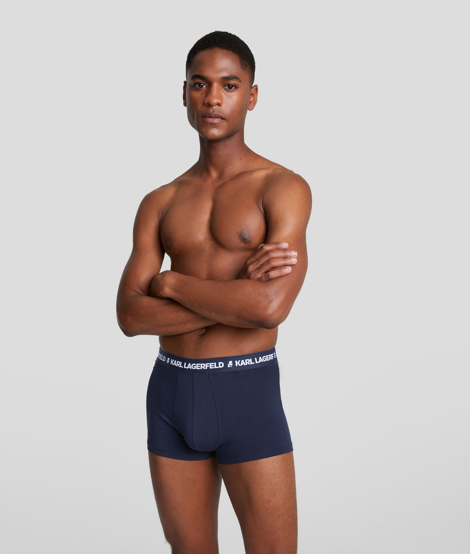 Navy Men's Karl Lagerfeld Karl Logo Monochrome Trunks - 3 Pack Underwear | TH364DLGH