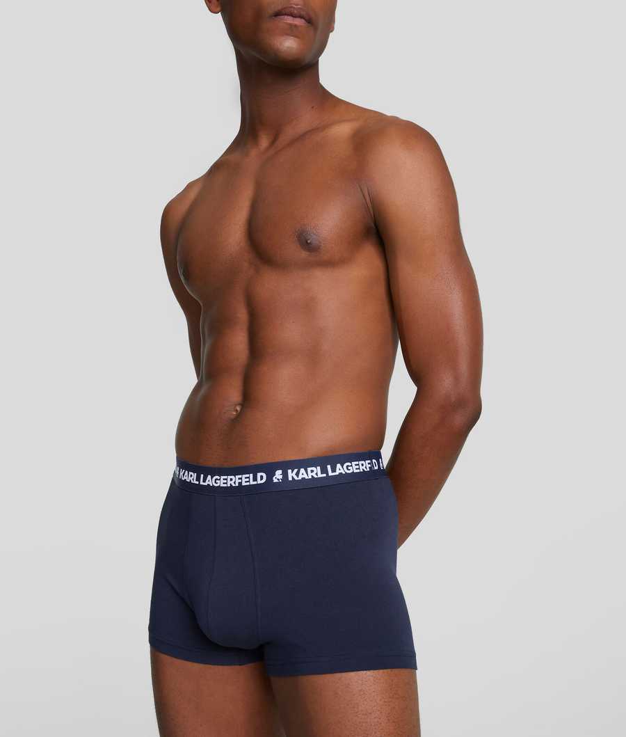 Navy Men's Karl Lagerfeld Karl Logo Monochrome Trunks - 3 Pack Underwear | TH364DLGH