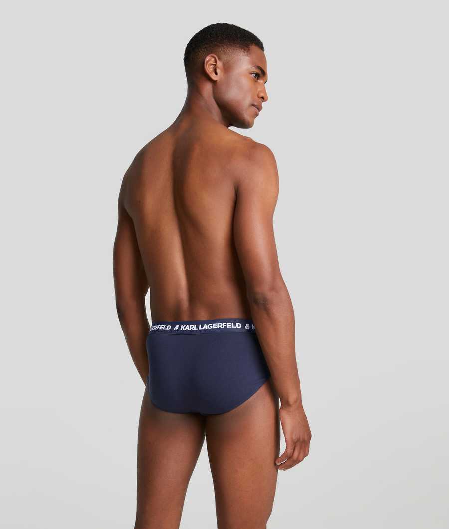 Navy Men's Karl Lagerfeld Logo Briefs - 7 Pack Underwear | TH394QIRS