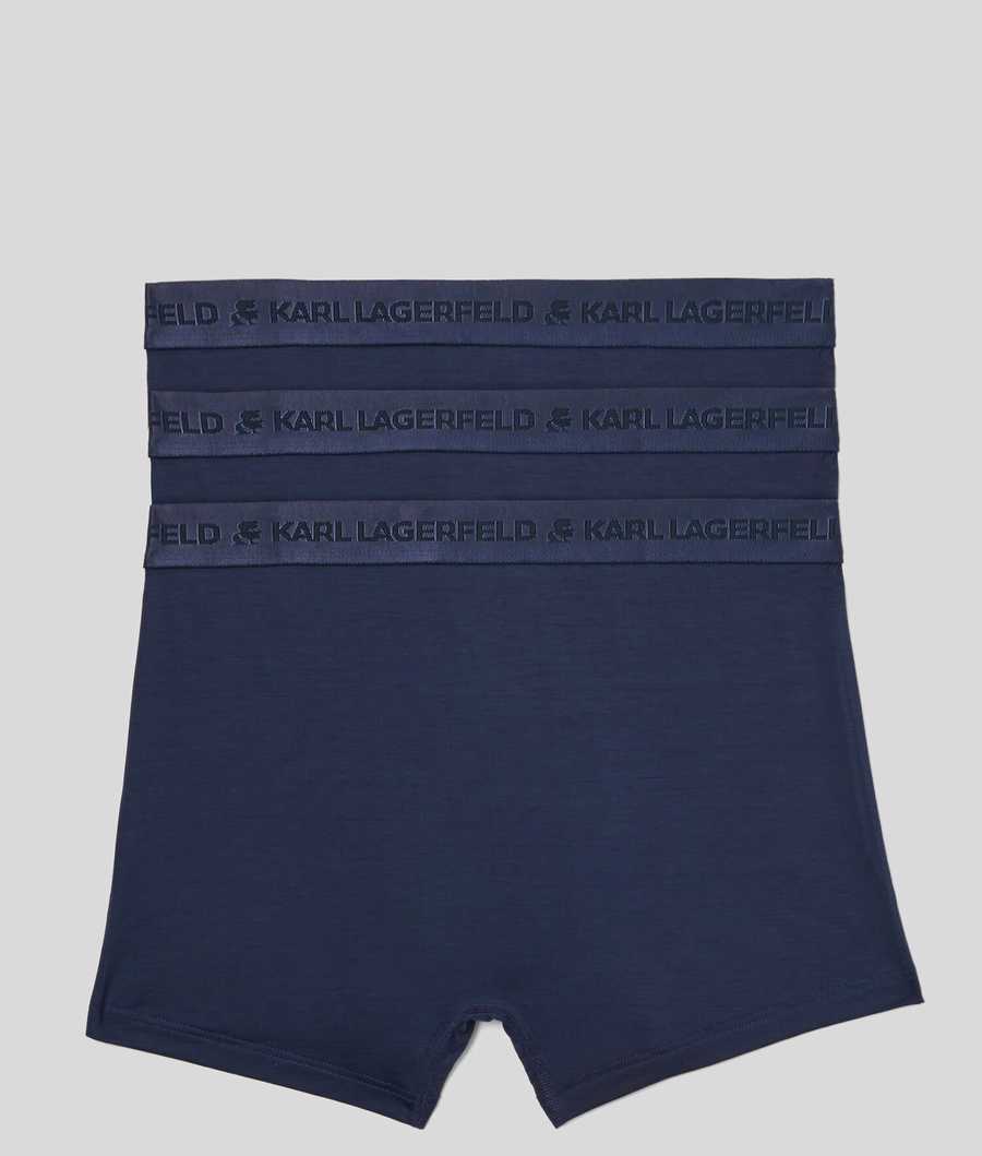 Navy Men's Karl Lagerfeld Premium Karl Logo Trunks – 3 Pack Underwear | TH907SCFJ