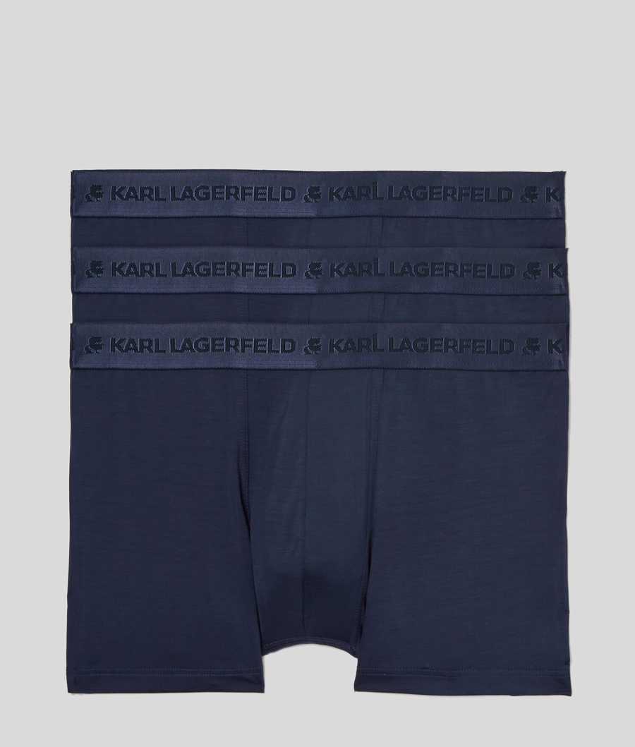 Navy Men\'s Karl Lagerfeld Premium Karl Logo Trunks – 3 Pack Underwear | TH907SCFJ