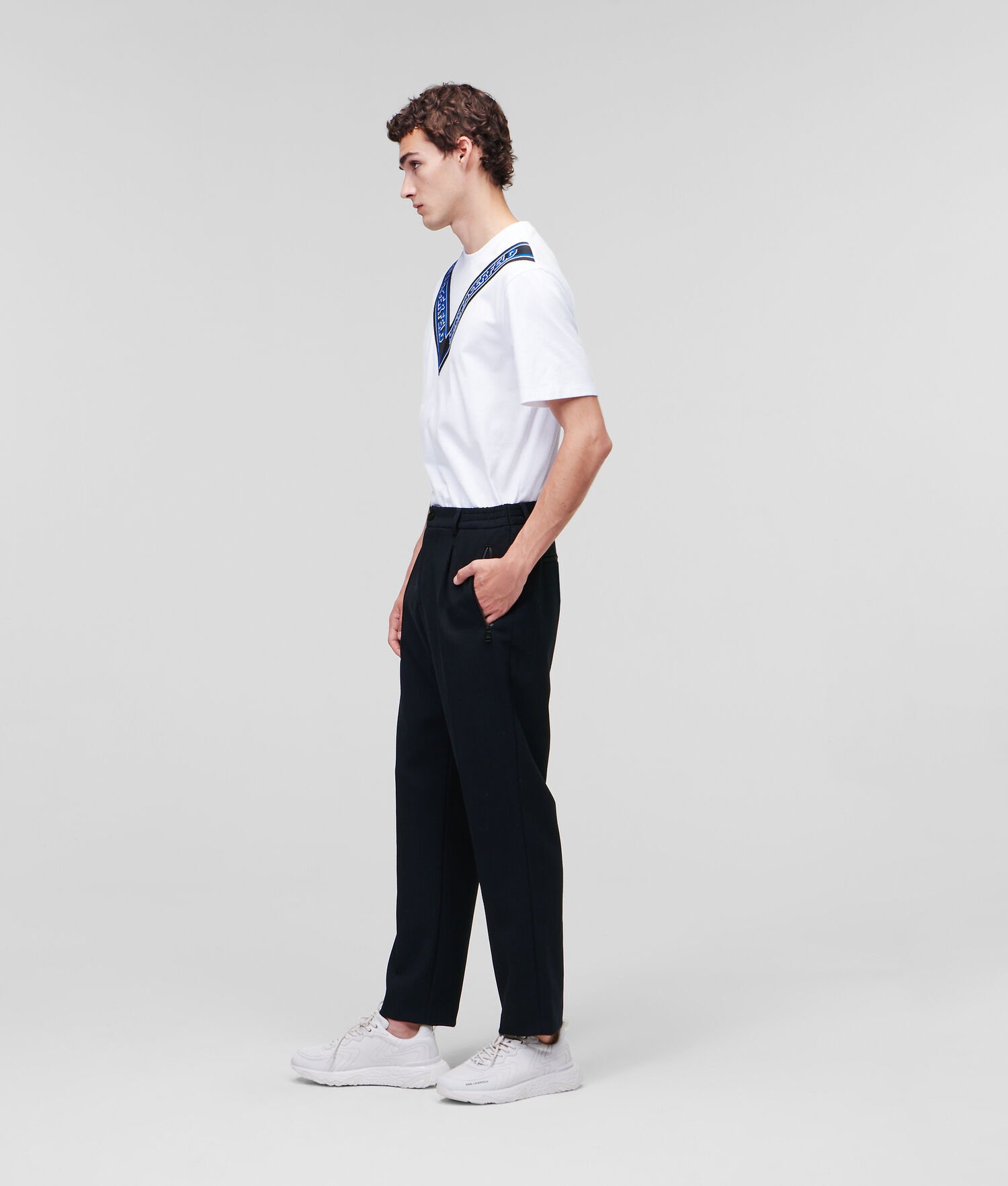 Navy Men's Karl Lagerfeld Tailored With Zipped Pockets Pants | TH293HAXP