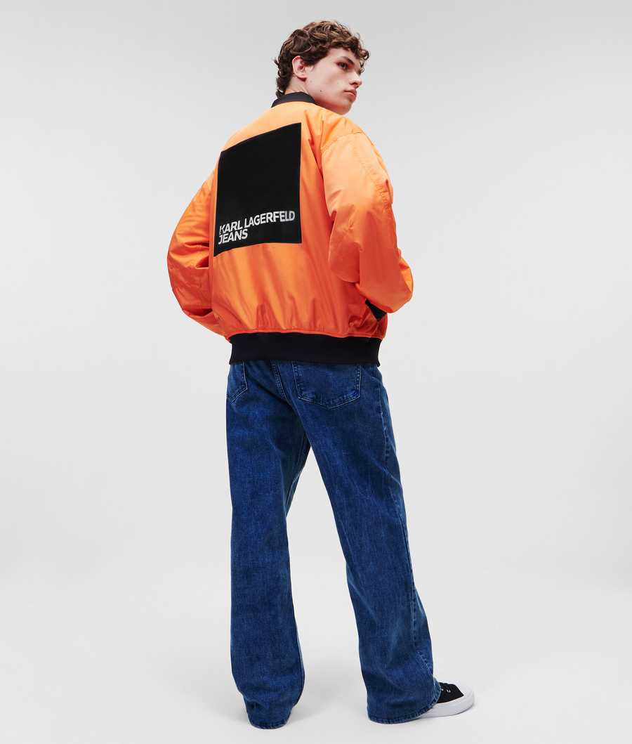 Orange Men's Karl Lagerfeld Klj Bomber Jackets | TH692YDGJ