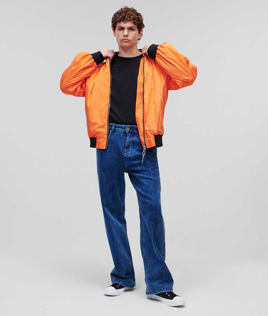 Orange Men's Karl Lagerfeld Klj Bomber Jackets | TH692YDGJ