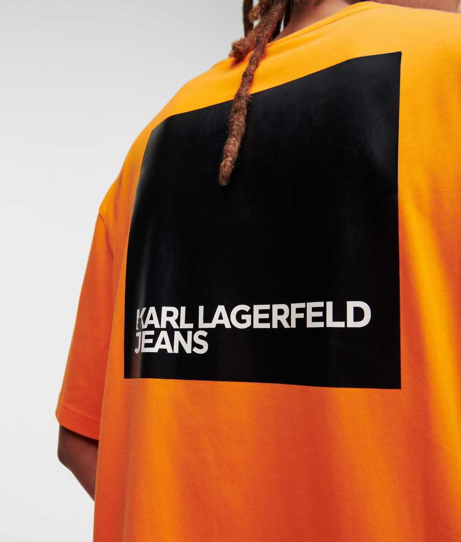 Orange Men's Karl Lagerfeld Klj Box Logo T-Shirts | TH123OIYE