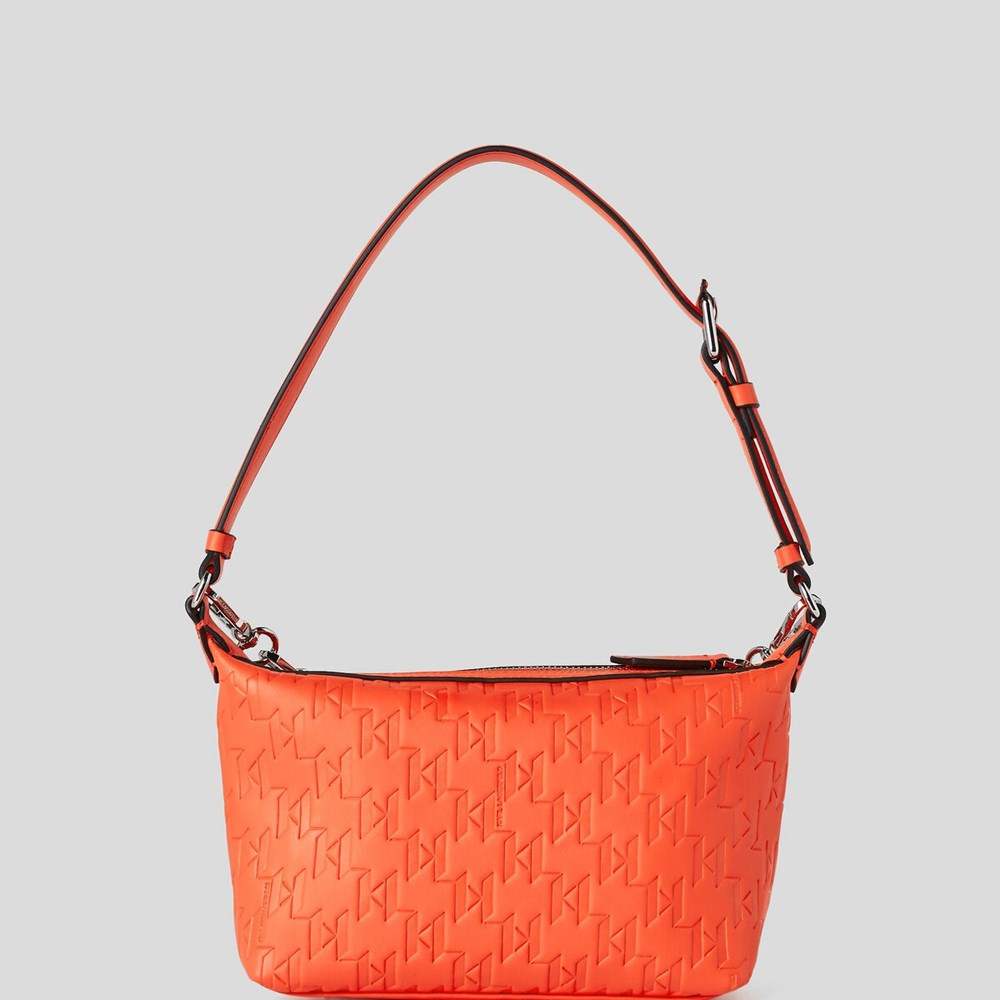 Orange Women's Karl Lagerfeld K/Kushion Monogram-embossed Baguette Bag | TH623BWLT