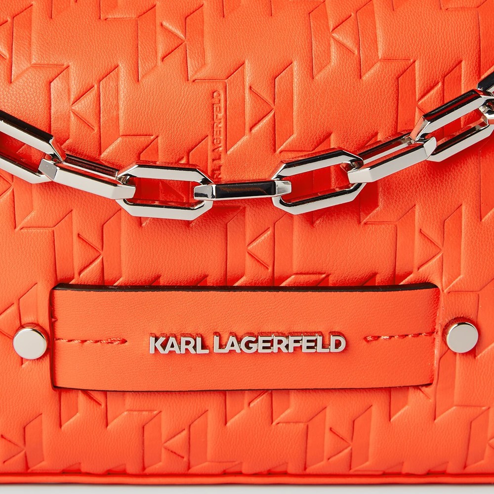 Orange Women's Karl Lagerfeld K/Kushion Monogram-embossed Baguette Bag | TH623BWLT