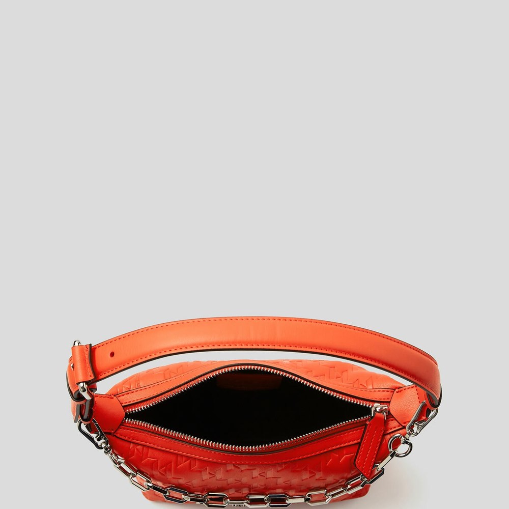 Orange Women's Karl Lagerfeld K/Kushion Monogram-embossed Baguette Bag | TH623BWLT