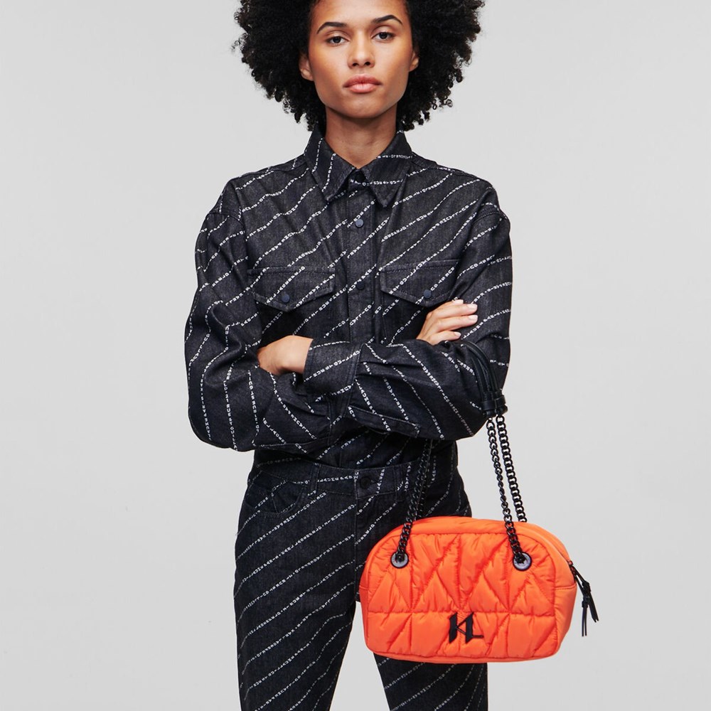 Orange Women's Karl Lagerfeld K/Studio Nylon Bowling Bag | TH309ZXLH