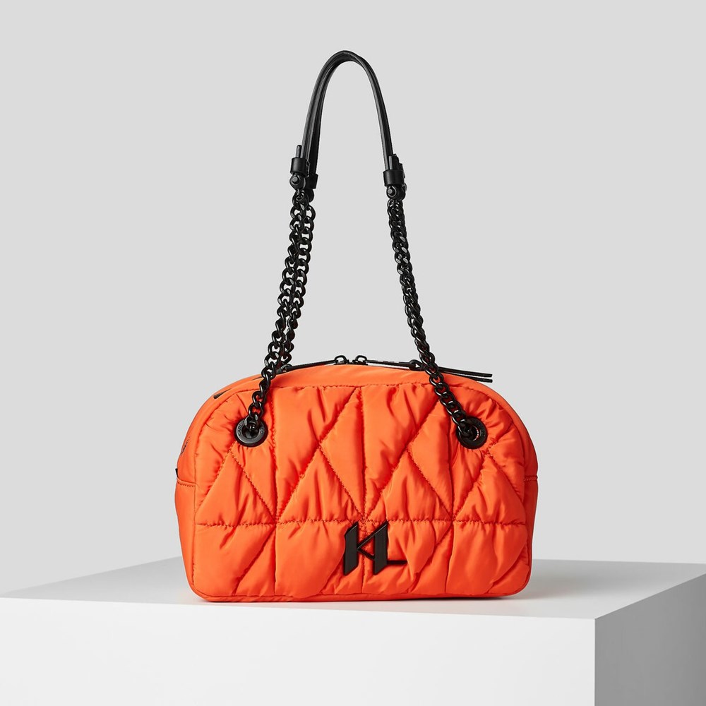 Orange Women\'s Karl Lagerfeld K/Studio Nylon Bowling Bag | TH309ZXLH