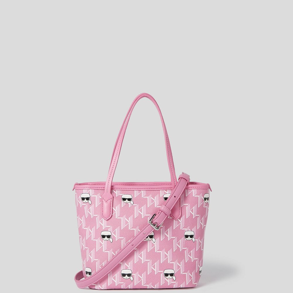 Pink Multicolor Women's Karl Lagerfeld K/Ikonik Monogram Small All-over-print Tote Bags | TH248IZOA