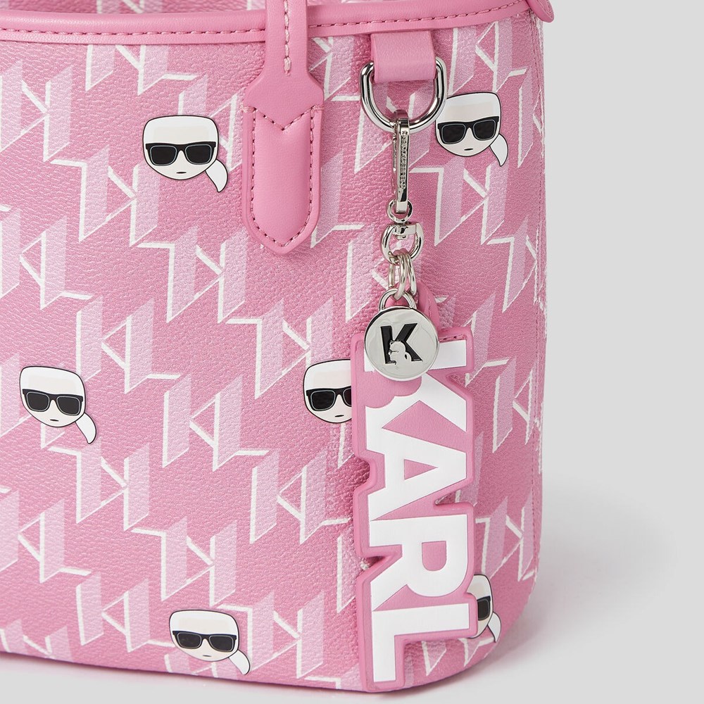 Pink Multicolor Women's Karl Lagerfeld K/Ikonik Monogram Small All-over-print Tote Bags | TH248IZOA