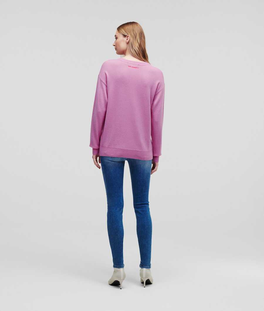 Pink / Red Women's Karl Lagerfeld Ikonik 2.0 Knitwear | TH029TCYB