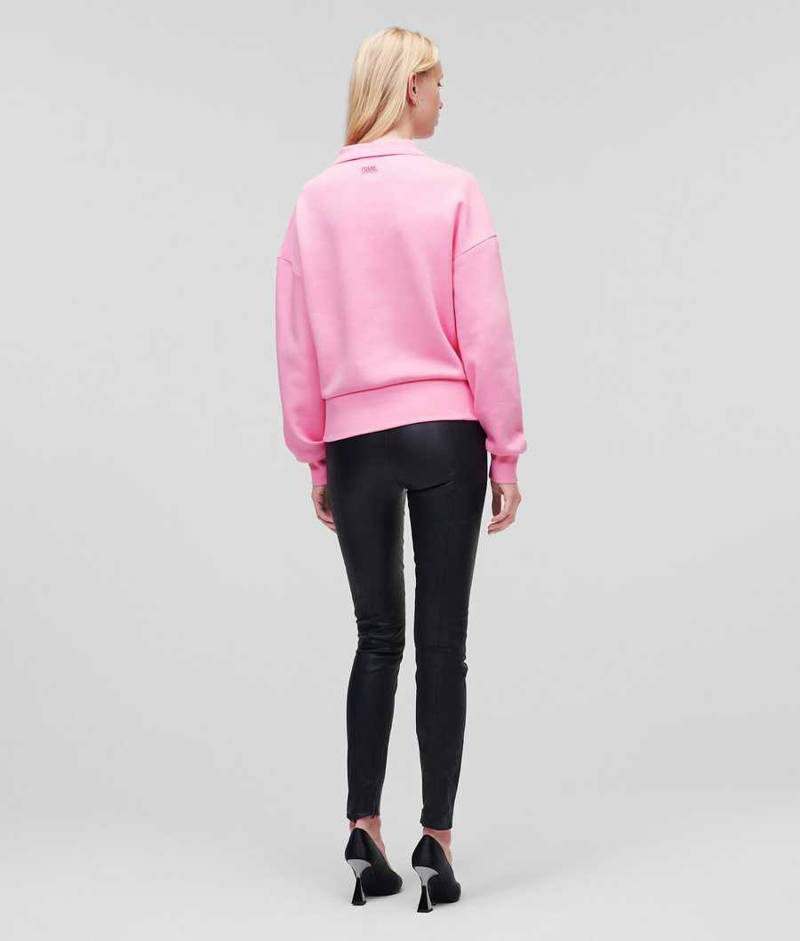 Pink Women's Karl Lagerfeld Athleisure Half-zip Sweatshirts | TH061KOJS