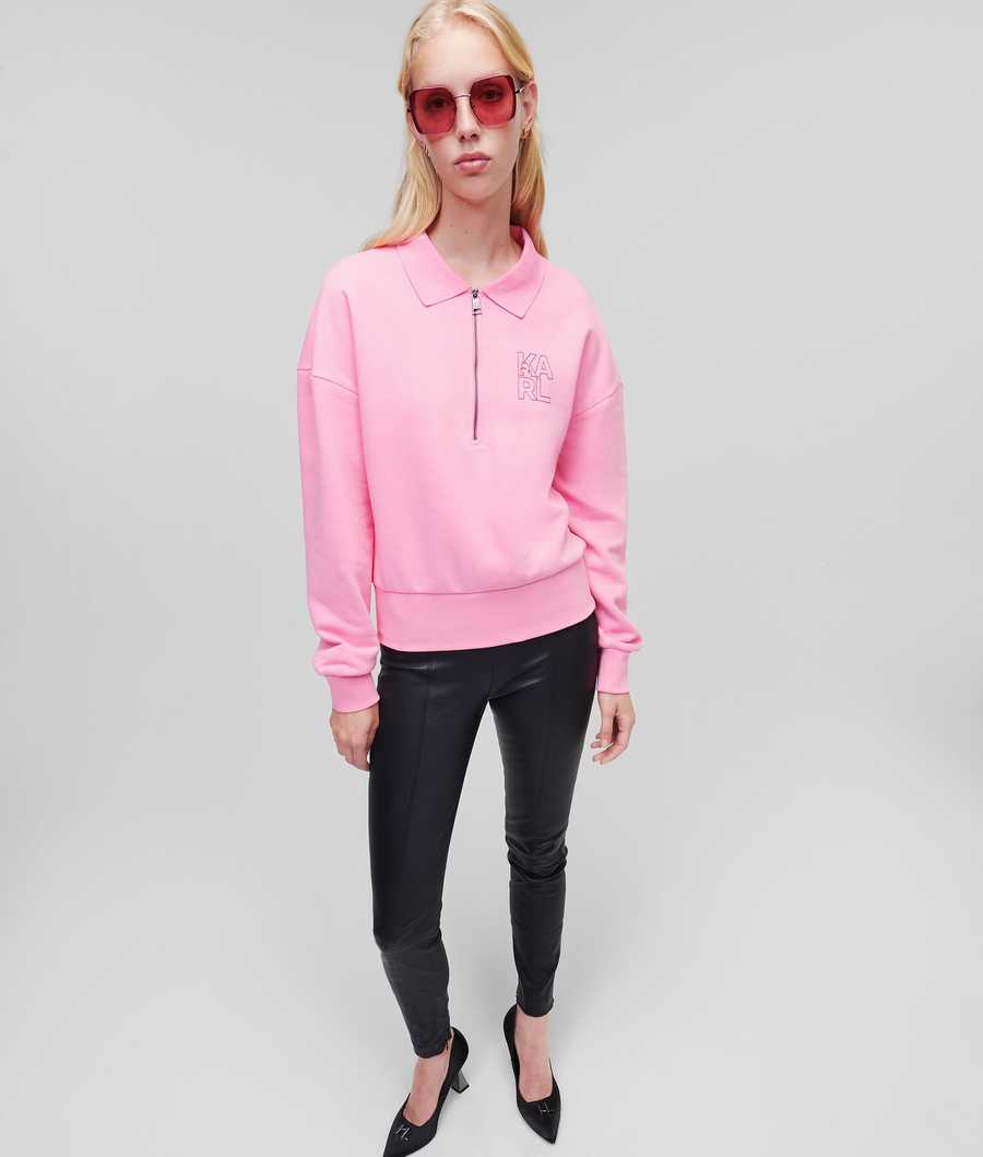 Pink Women's Karl Lagerfeld Athleisure Half-zip Sweatshirts | TH061KOJS