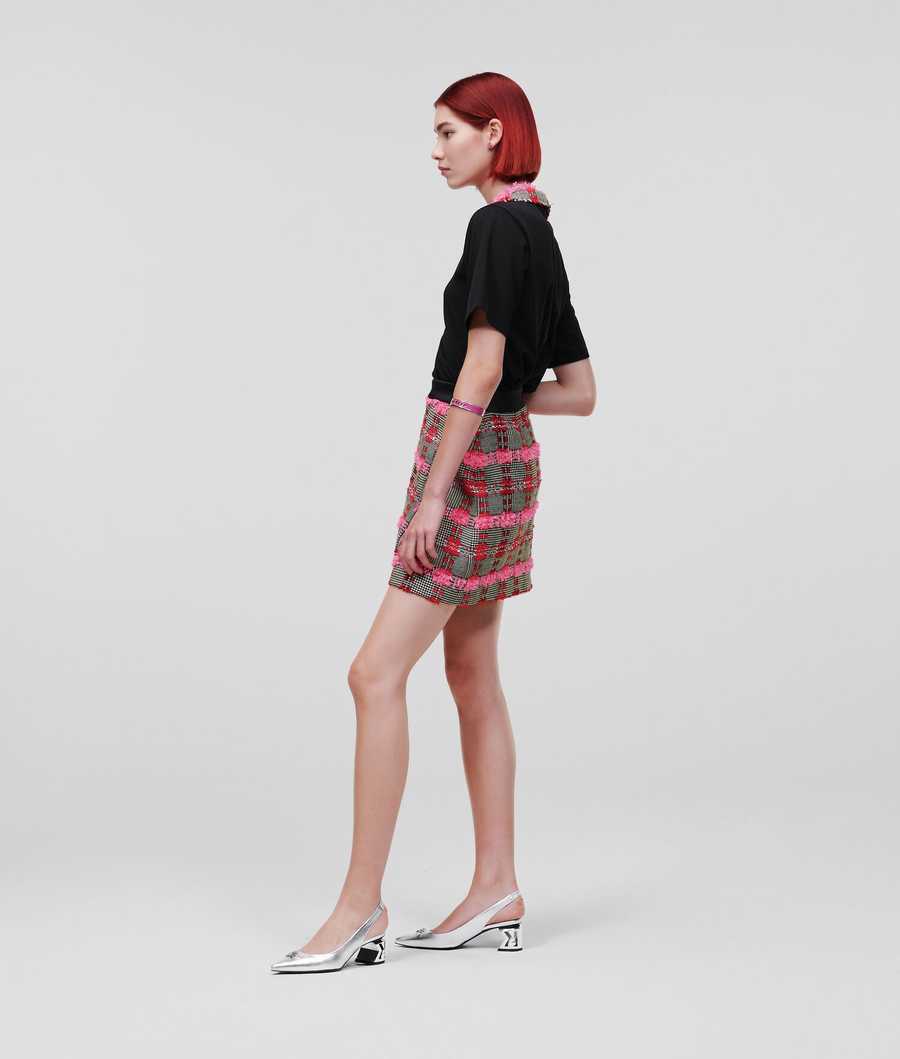 Pink Women's Karl Lagerfeld BOUCLÉ Mini Skirts | TH683PZOV