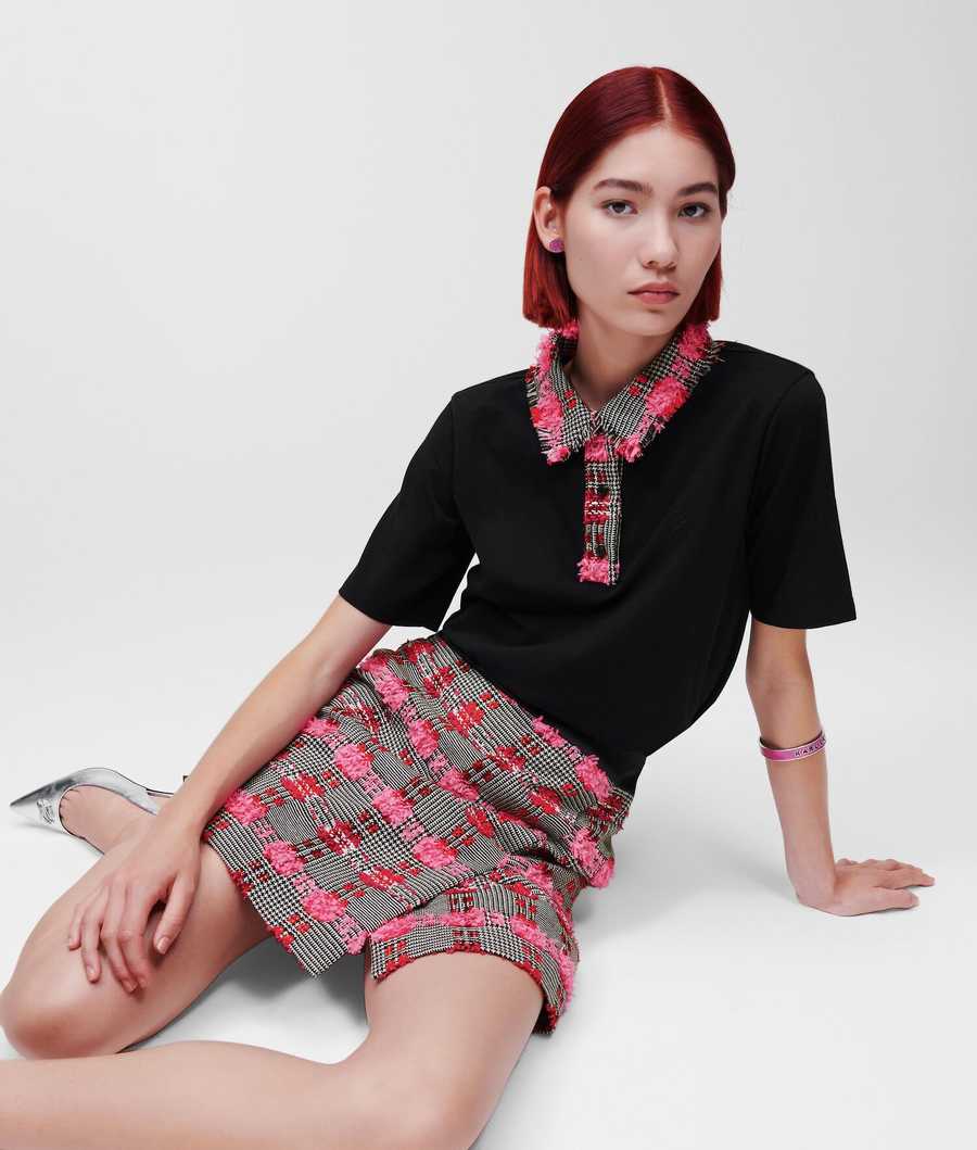 Pink Women's Karl Lagerfeld BOUCLÉ Mini Skirts | TH683PZOV