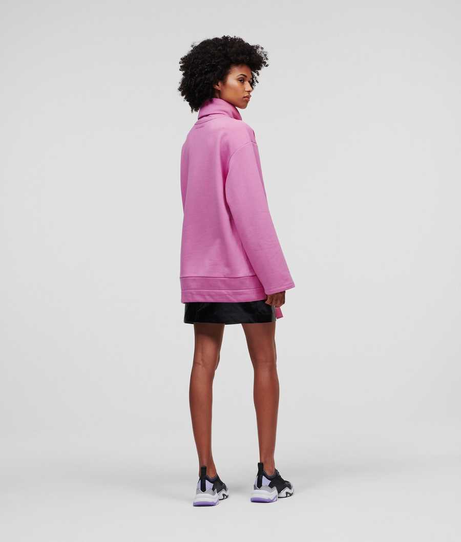 Pink Women's Karl Lagerfeld Ikonik 2.0 High Neck Sweatshirts | TH901WOGN